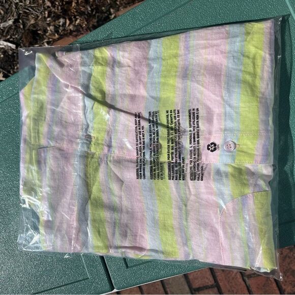 Frankie’s Bikinis Neon Linen Striped Lou Button Up Shirt NWT - Picture 3 of 13